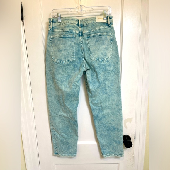 EXPRESS green tinted acid wash boyfriend jeans, size 10 - Picture 3 of 8